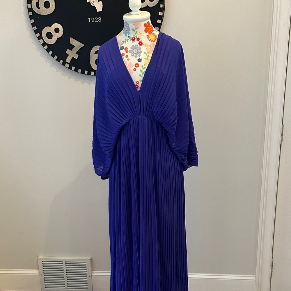 Mango Purple Plisse’Long Sleeve Gown